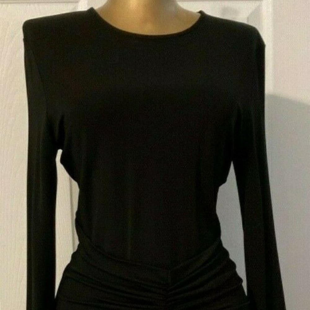ETRO MILANO BLACK SHIRRED WAIST ACCENT DRESS 42 ~ ELEGANT